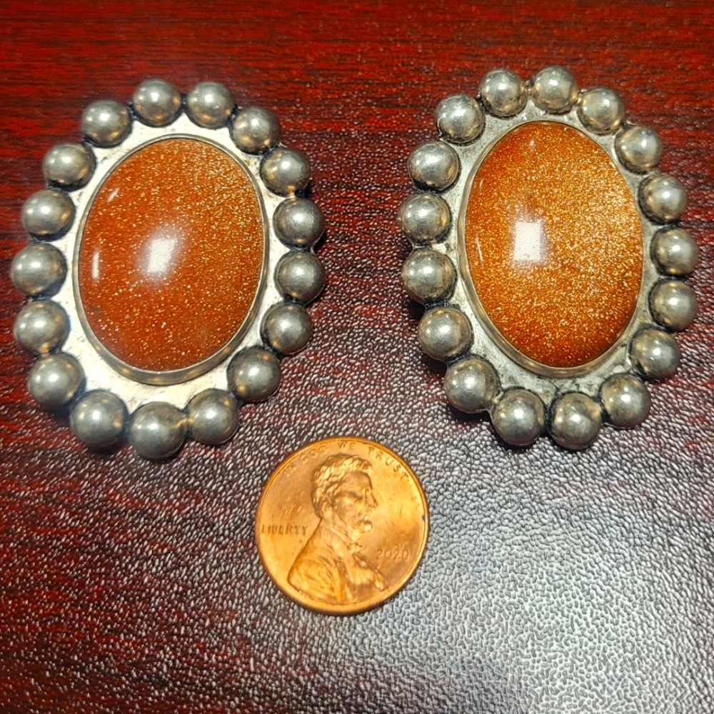 Vintage Tulla Booth Sterling and Goldstone Earrings